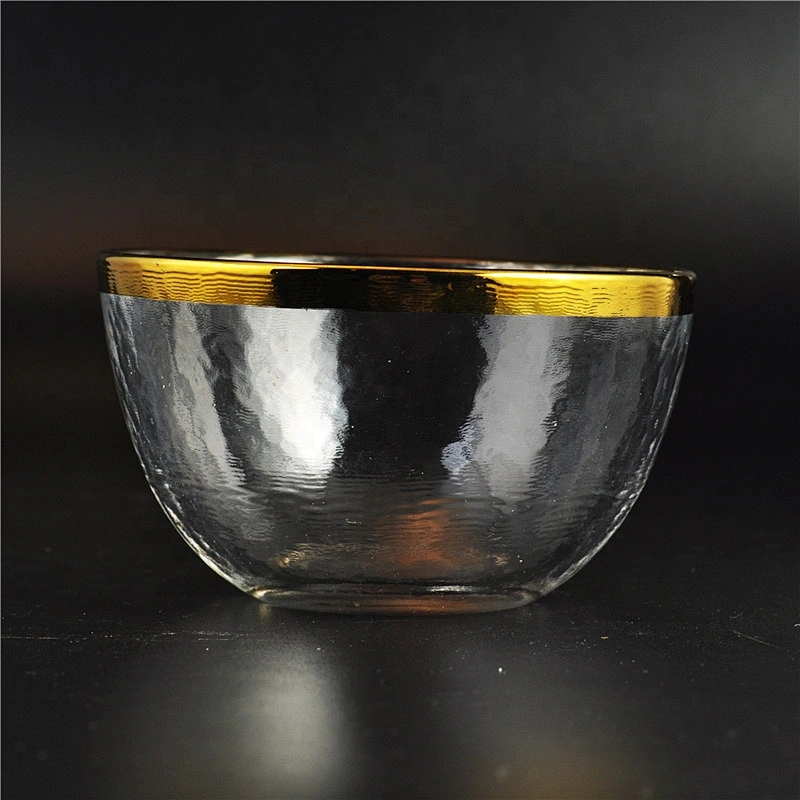 Clear glass candle holders with gold rim home decoration wholesale