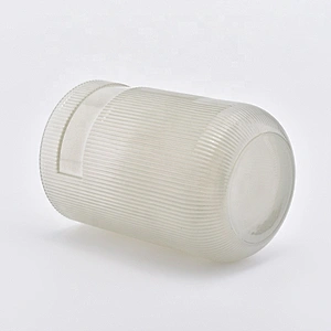 Cylinder customized striped candle vessel glass candle holder home decoration