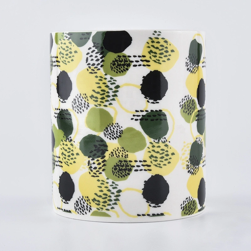 empty candle jars ceramic with decal printing