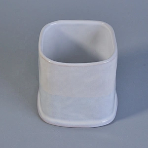 Heat resistant ceramic candle jars square candle holder home decorative