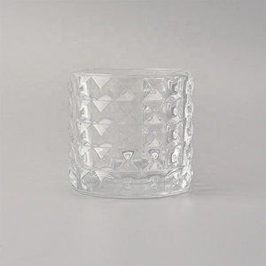 Clear diamond glass candle jars wholesale for home decoration
