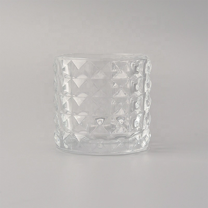 Clear diamond glass candle jars wholesale for home decoration