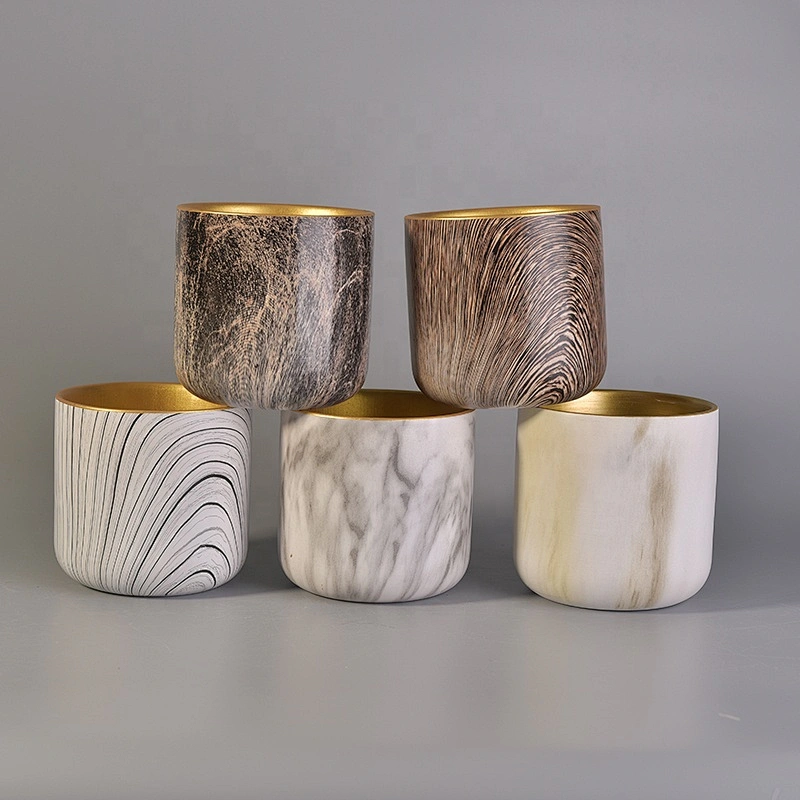 Cylinder ceramic candle holder plating wholesales