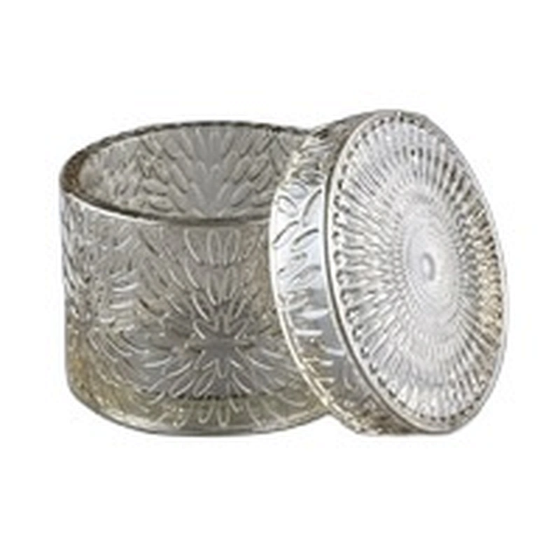 chrysanthemum pattern luxury candle glass container with lid