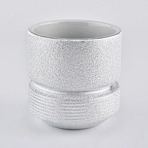 Silver decorative 10oz ceramic candle holders