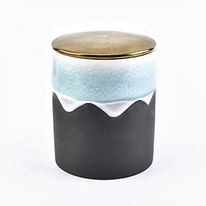 Wholesale Ceramic Candle Holder with Copper Metal Lid Home Decoration
