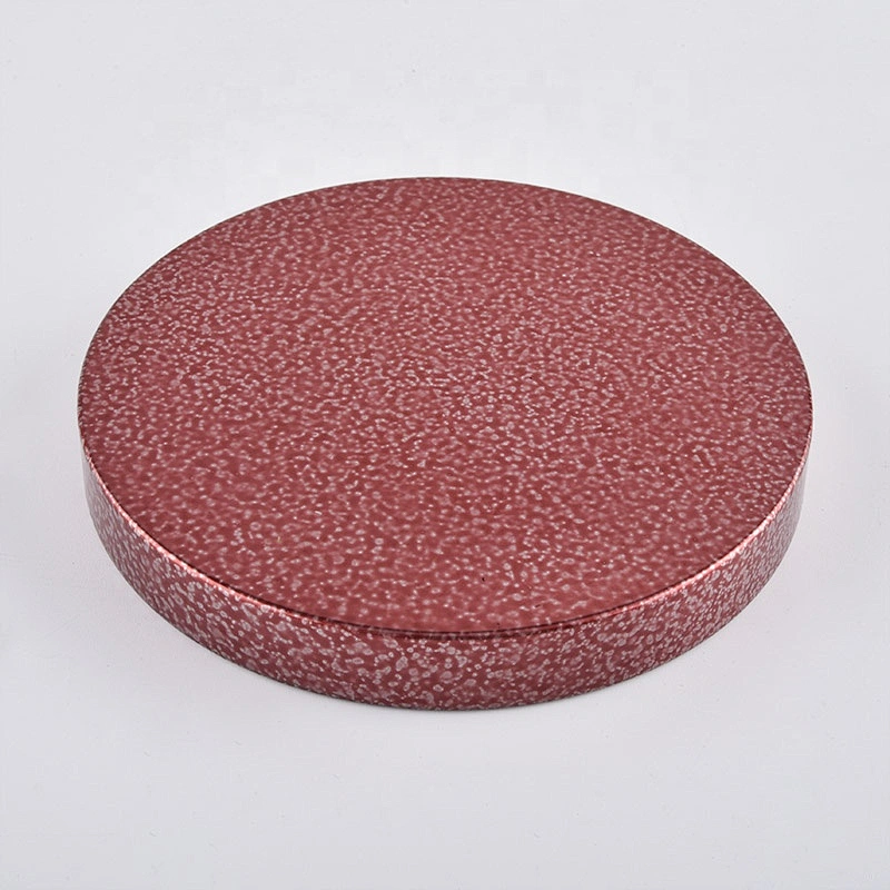 Custom round pink metal lid cover for candle holders