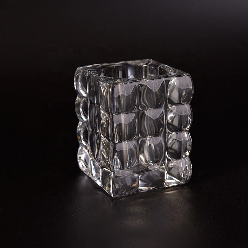 Clear square candle jar glass candle cups wholesales