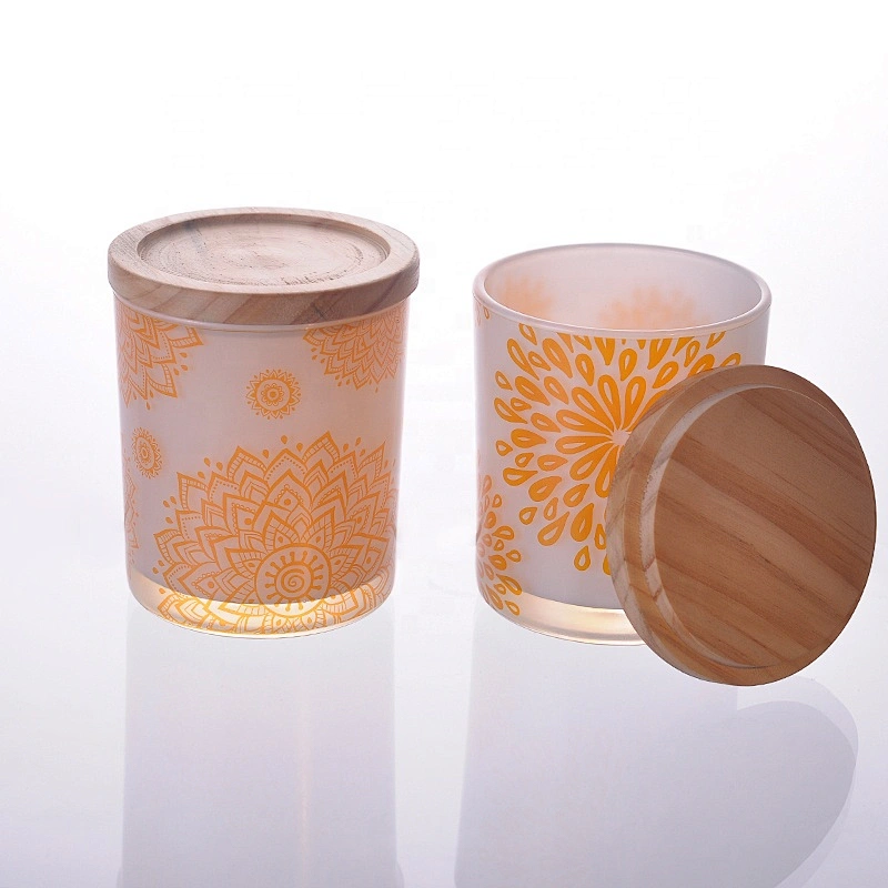 26+years brand cooperation 10oz antique glass candle holders with wood lids
