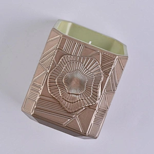 Home decoration Trapezoid brass Glass candle jars