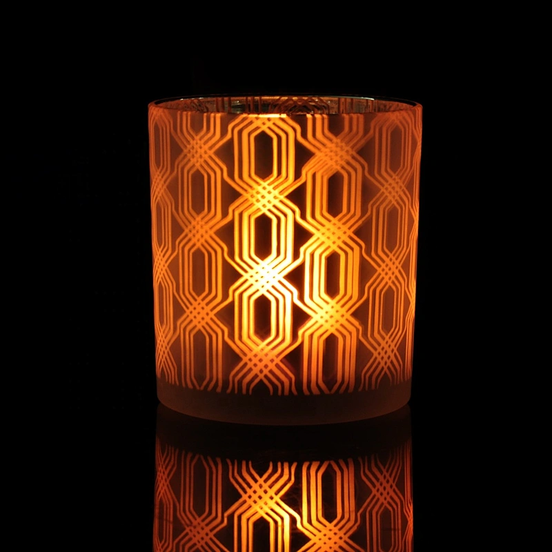 Custom matte electroplated glass candle holder 10oz 20oz