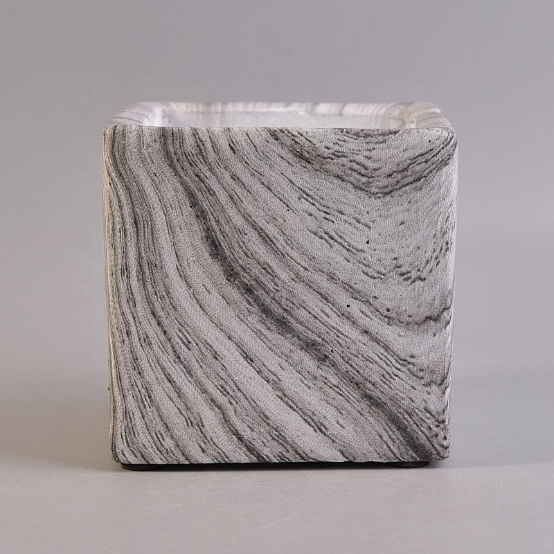 Square cement candle vessel vintage home decor