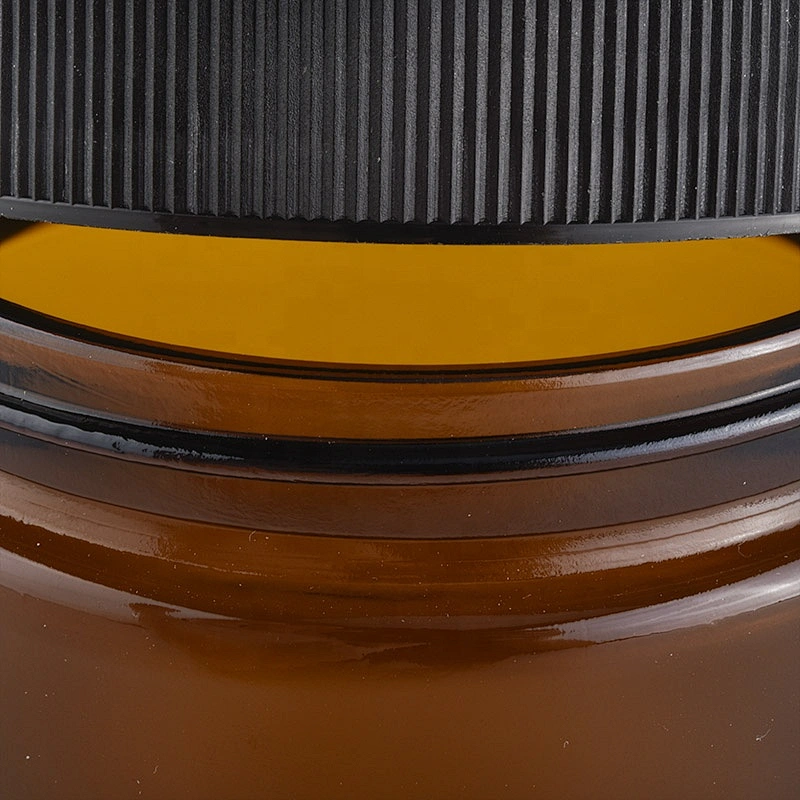Sunny classic brown tealight glass candle jar with black cover lid