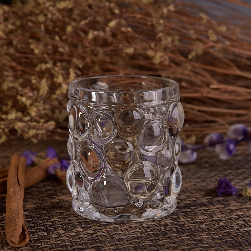 Transparent crystal embossed candle jar tealight mercury glass candles vessel home decoration use suppliers