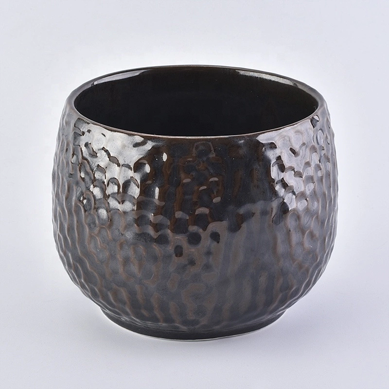 Wholesale Reaction Glazed Ceramic Candle Jar Round Home Decoration