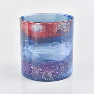 Colorful sky customized candle vessel glass candle holder wedding decor in bulk