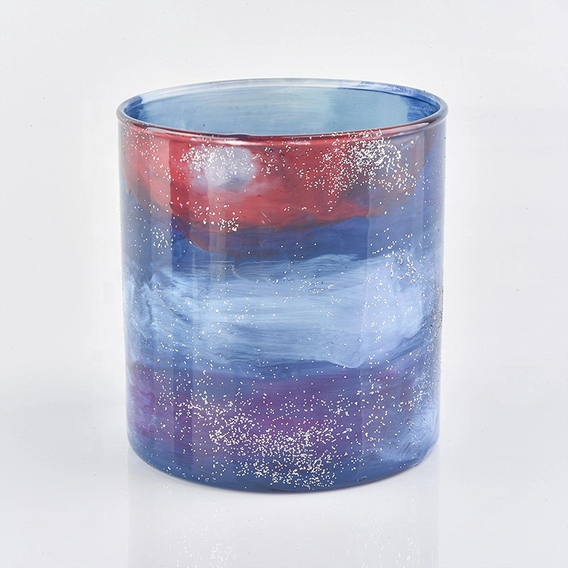 Colorful sky customized candle vessel glass candle holder wedding decor in bulk