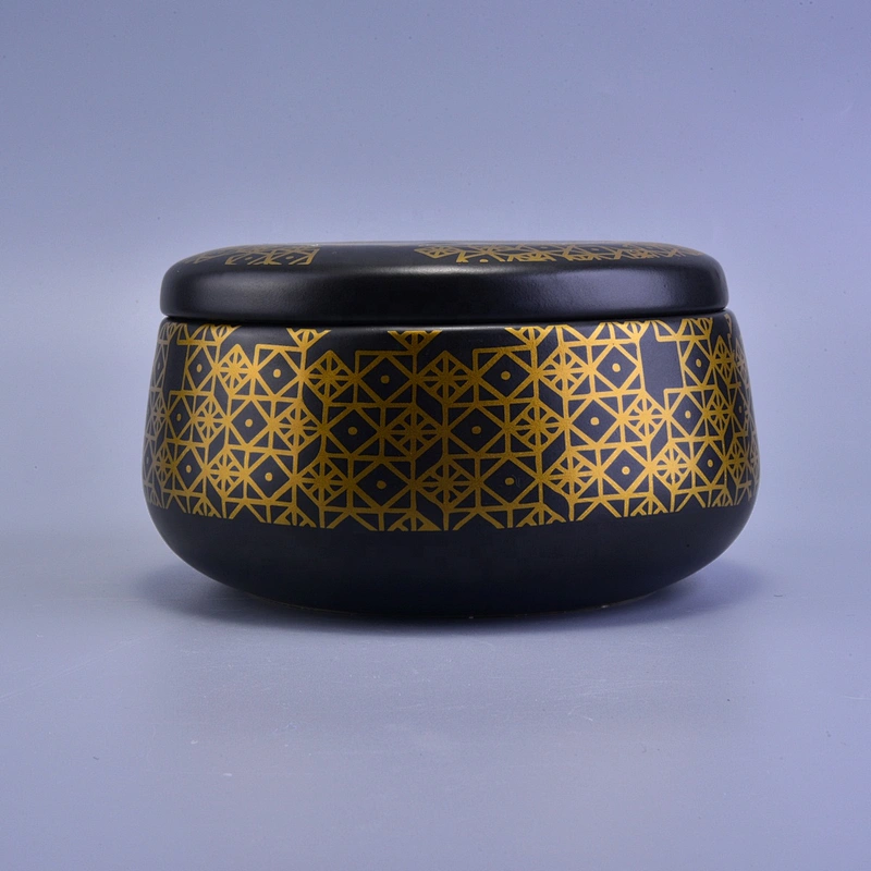 Wholesales Sunny customized black matte ceramic candle jars with lid