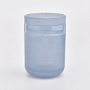 Cylinder customized striped candle vessel glass candle holder home decoration
