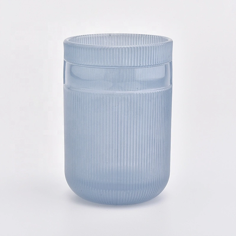 Cylinder customized striped candle vessel glass candle holder home decoration