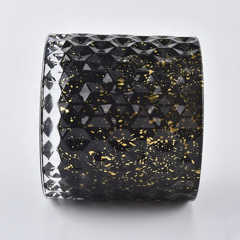 10oz 12oz 14oz Wholesales votive Luxury embossed glass candle holder with glass lid