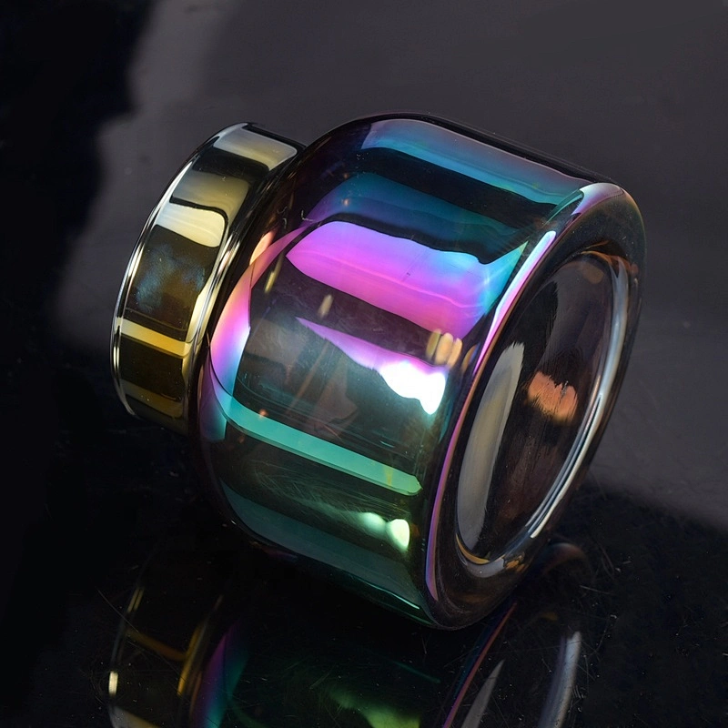Modern customized candle jar glass iridescent candle vessel wholesales