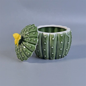 Personalized ceramic tealight candle holder with lid