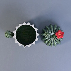 Green custom ceramic votive candle holder with lid for home decor