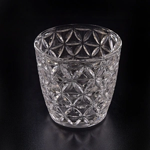 Embossed Glass Candle jar decorative candle holder home Decor