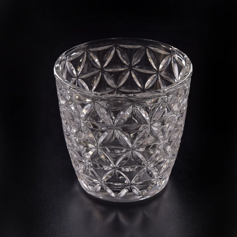 Embossed Glass Candle jar decorative candle holder home Decor