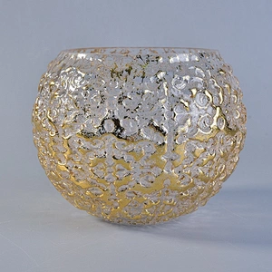 Embossed glass candle ball light gold spray candle holder home decoration wholesale
