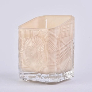 Sunny new design luxury custom Trapezoid candle glass holder jar