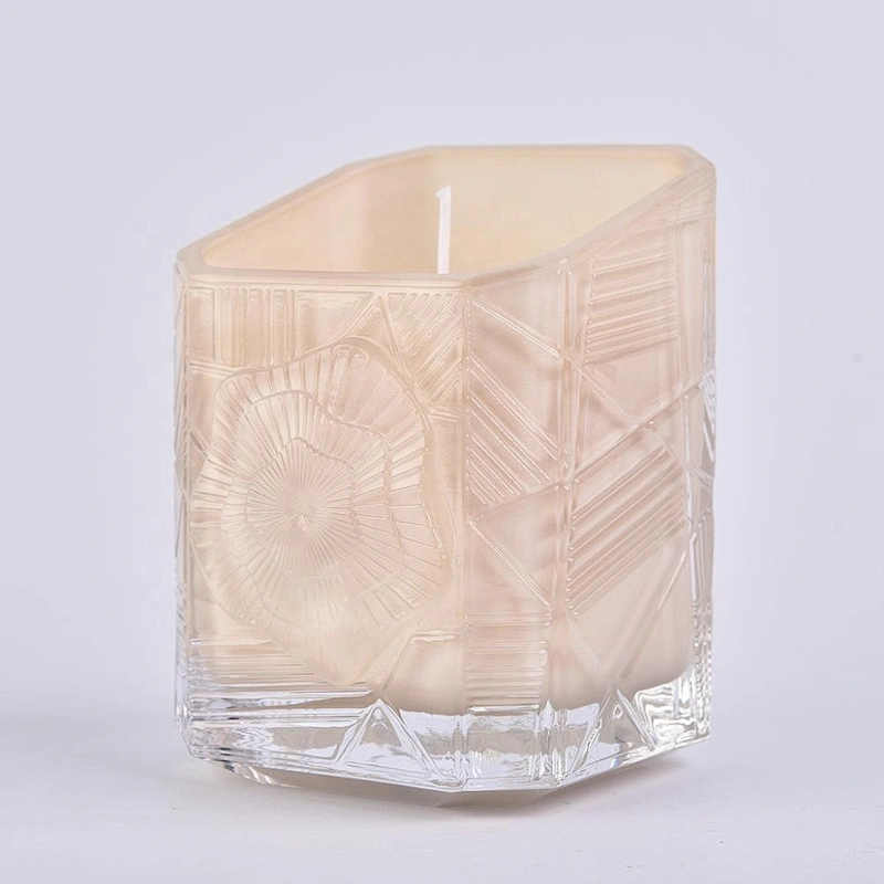 Sunny new design luxury custom Trapezoid candle glass holder jar