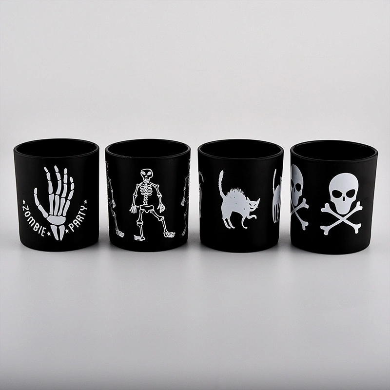 300ml glass candle holders, black glass candle jar