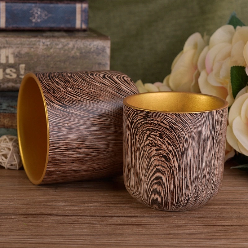 Amber plating mable ceramic candle vessel for home decor