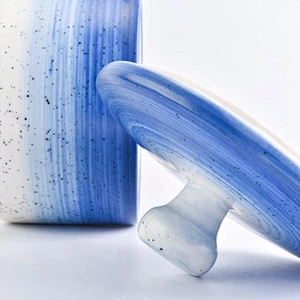 Sunny new design Luxury blue empty ceramic candle holder with lids
