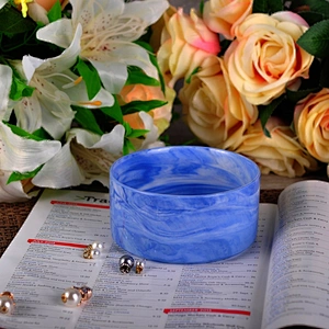 Home table decoration blue hurricane ceramic candle containers 16oz