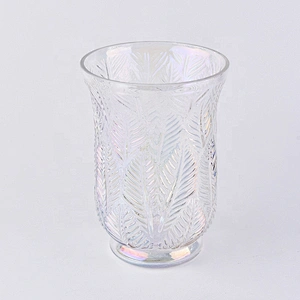 Clear leaf candle container high votive scented glass candle vessel wedding occasion handmade in bulk