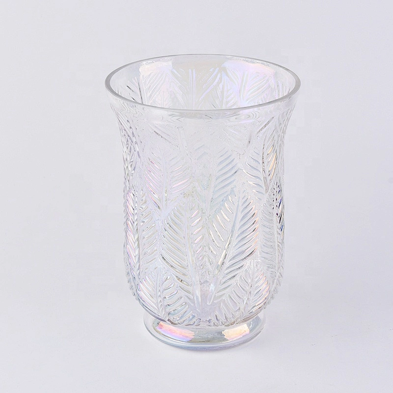 Clear leaf candle container high votive scented glass candle vessel wedding occasion handmade in bulk