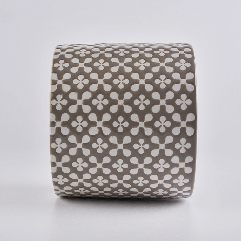 brown ceramic candle holder, round ceramic vessel with patterns