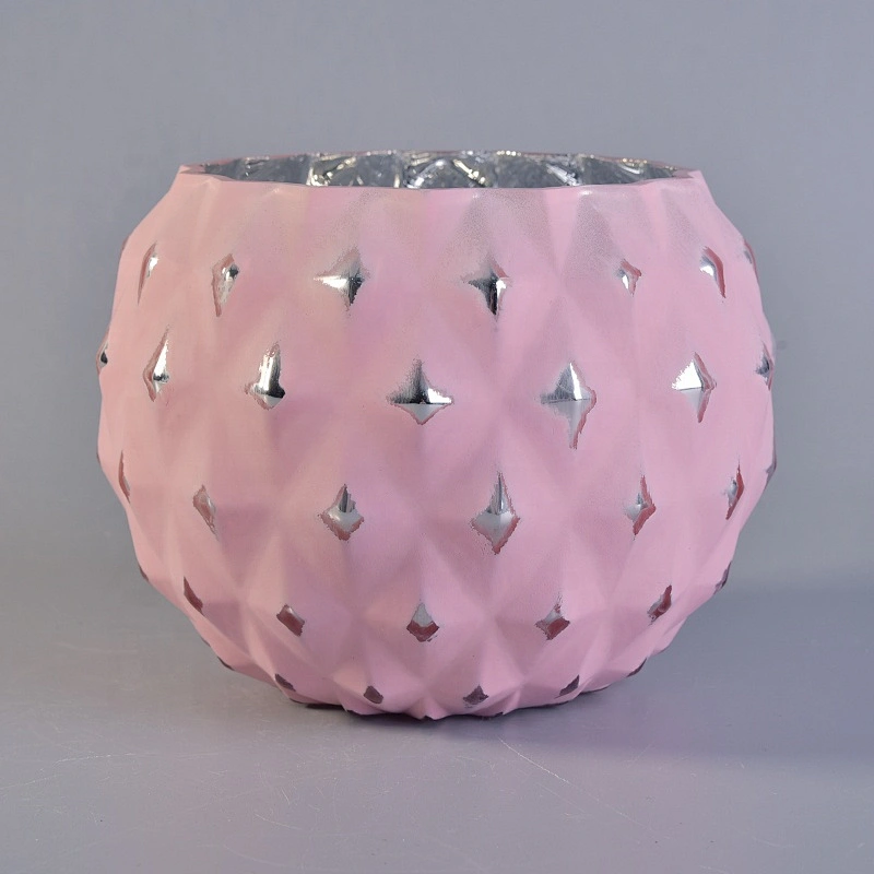Spraying candle container round glass candle vessel