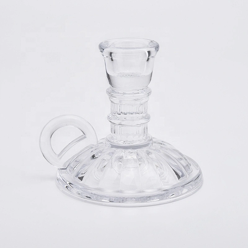 Empty high candlestick glass votive candelabra with base home decoration wholesale