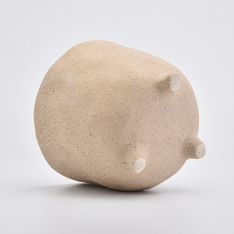 light yellow matte ceramic vessel for plants, ceramic container for candles