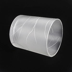 frosted cylinder glass vessel 12 oz glass candle jar wire drawing finish