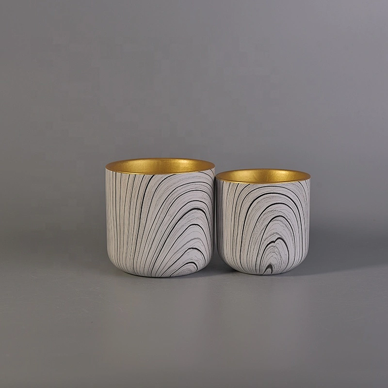 Electroplating cylinder ceramic candle holder for home decor