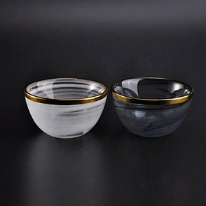 Thin white smoke glass candle holders with gold rim home decoration wholesale