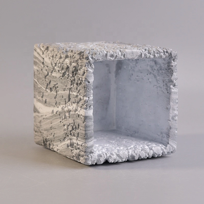 Custom concrete candle holder square candle jar wholesales