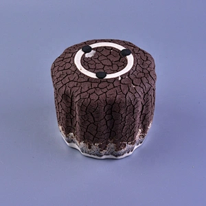 Flower shape amber geo cut brass tea light ceramic candle jar