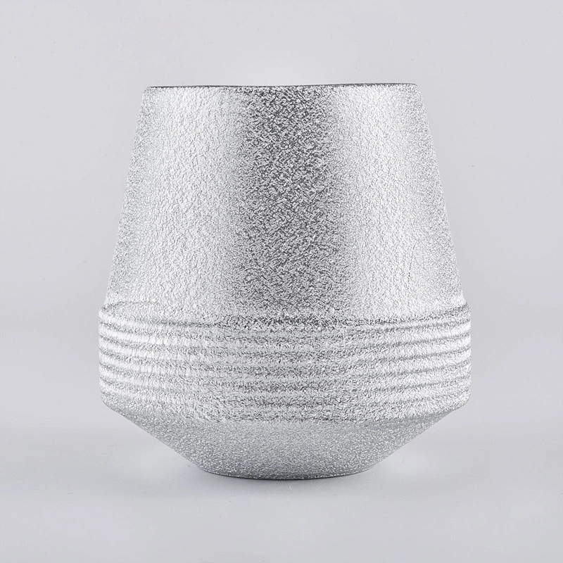 Sunny Luxury silver custom logo ceramic candle holder 8oz 10oz 12oz