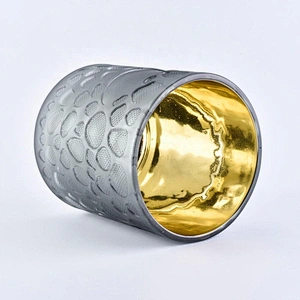 Luxury grey fingerprint electroplated matte glass candle jars in bulk 8oz